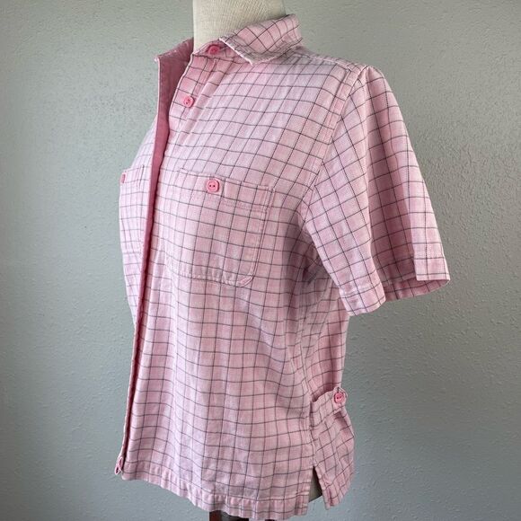 Christopher & Banks Pink Plaid Button Down Shirt Size S EUC - Picture 3 of 7